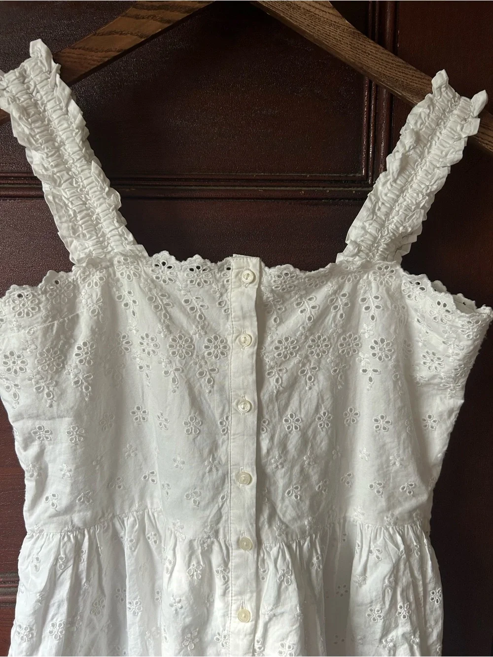 Gap X Doen Girls White Eyelet Ruffle Mini Dress Size XL